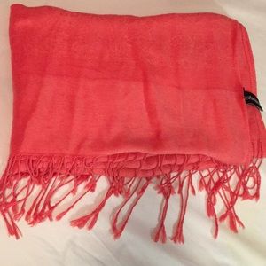 Woman scarf. Soft. Coral with patterns.